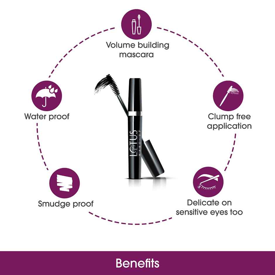 Lotus Make-Up Black Waterproof Mascara - Black